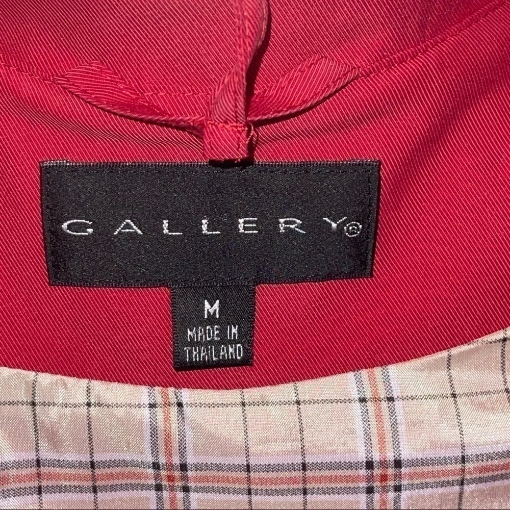 𝅺gallery Red Raincoat Trench Swith Matching Floppy Hat / Plaid Interior - M